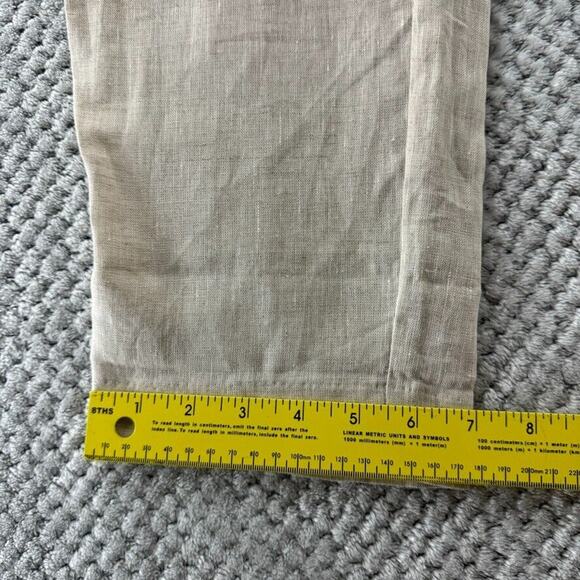 ZARA Pants Women M Khaki Beige Linen Straight Leg High Rise PullOn Elastic Waist - Picture 9 of 15